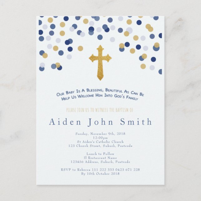 Pojkegulddop Vykort (Framsida)