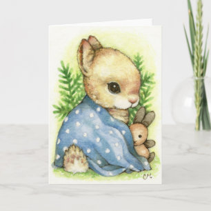 Pojkekanin - gulligt kaninmeddelandekort meddelande