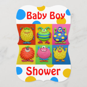 Pojkemonsterbaby shower inbjudningar