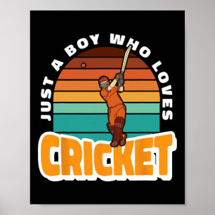Pojken älskar cricket kostym Tsman spela cricket C Poster