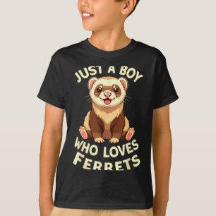Pojken älskar iller söta djur illustration t shirt