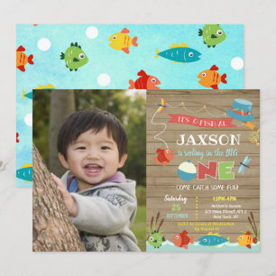 Pojken är sin O-fish-al 1st Birthday-inbjudan Inbjudningar