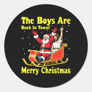 Pojken är tillbaka i stan! God jul Santa Ch Runt Klistermärke
