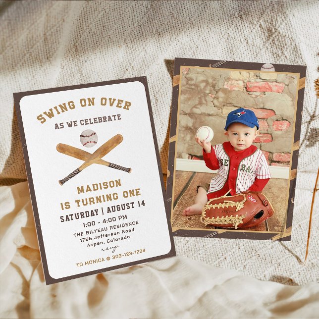Pojken Baseball Birthday Batter upp Foto Inbjudningar (Skapare uppladdad)