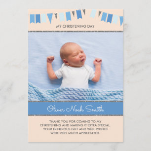 Pojken Christing/Baptism Tack för ditt kort
