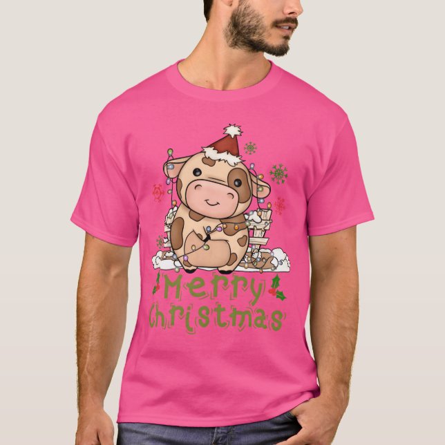 Pojken Cow God jul T Shirt (Framsida)