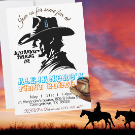 Pojken Cowboy Birthday-inbjudan, redigerbar min fö Inbjudningar