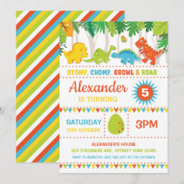 Pojken Dinosaur Birthday Roar Dino-Mite Party Inbjudningar