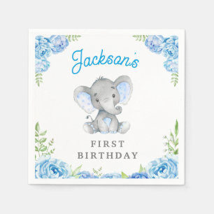Pojken Elephant 1:a födelsedag Party lilla jordnöt Pappersservett