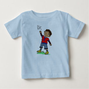 Pojken flyger Pappert flygplan T Shirt