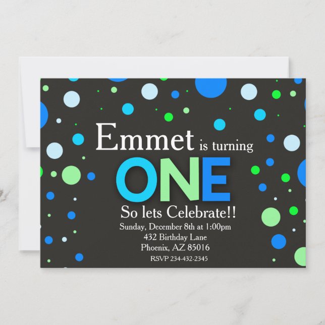 Pojken Första blåa Grönten Inbjudningar (Framsida)