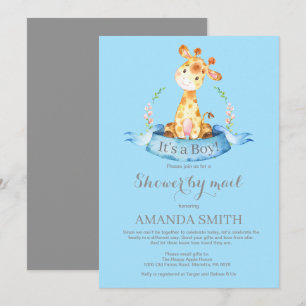 Pojken Giraffe Baby Shower efter e-postinbjudan Inbjudningar