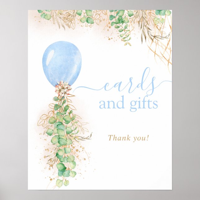 Pojken Glitter Eucalyptus-ballonger och gåvor Poster (Framsidan)