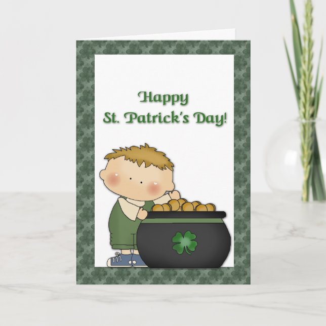 Pojken Guld St. Patricks Day Kort (Framsida)