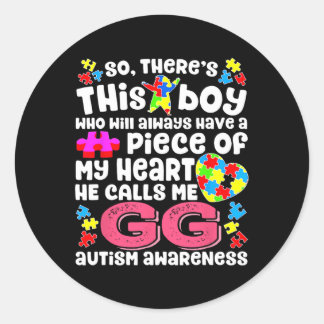 Pojken han kallar mig Gg Fighter Autism Awareness Runt Klistermärke