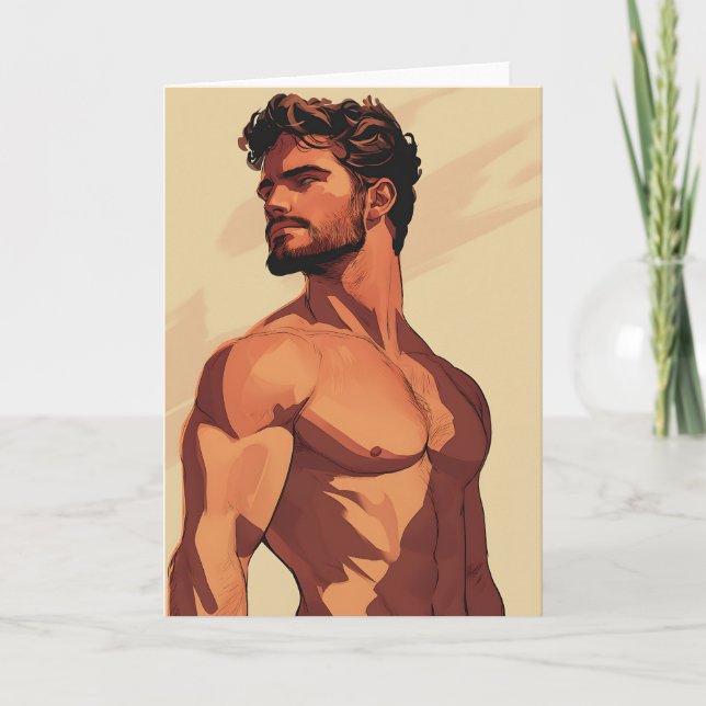 Pojken i beige HBTQ-kort Kort (Framsida)