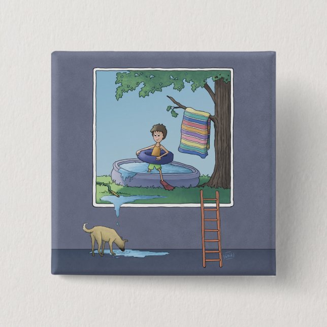 Pojken i njurknappen bassäng knapp (Framsida)