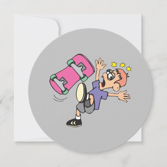 Pojken kraschar på sin skateboard (Framsida)