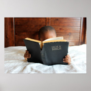 Pojken läser Heligan Bible Poster