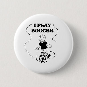 Pojken leker jag fotboll knapp