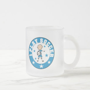 Pojken leker jag fotbollTshirts och gåvor Frostad Glasmugg