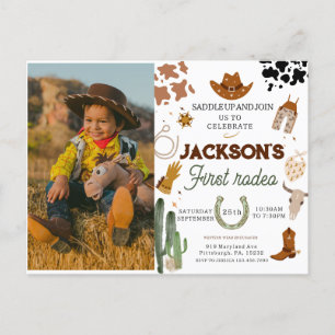 Pojken Min första Rodeo-foto Cowboy 1:a födelsedag Vykort