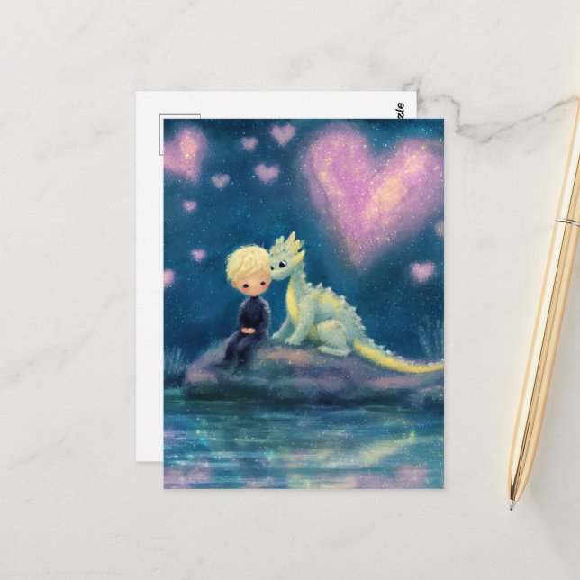 Pojken och hans drake vykort (Fram/Back In Situ)