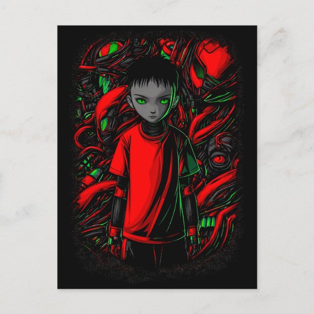 Pojken och maskinerna vykort (Framsida)