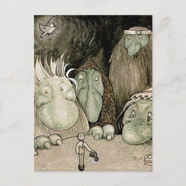 “Pojken och Trollen” Akvarell av John Bauer Vykort (Framsida)