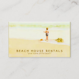 Pojken på Beach Watercolor Visitkort