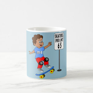 pojken på skateboardskater rusar begränsar 65 kaffemugg