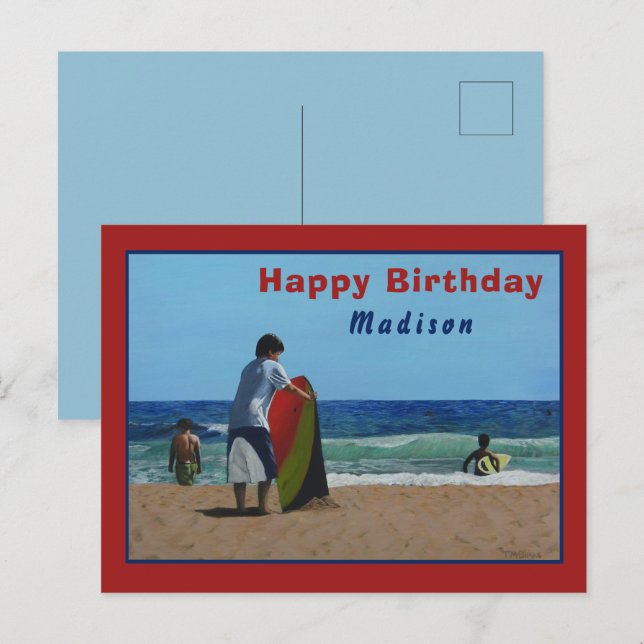 Pojken på visitkortet - alternativet Personlig Vykort (Fram/baksida)