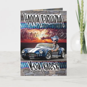Pojken Racer på födelsedagskort Kort
