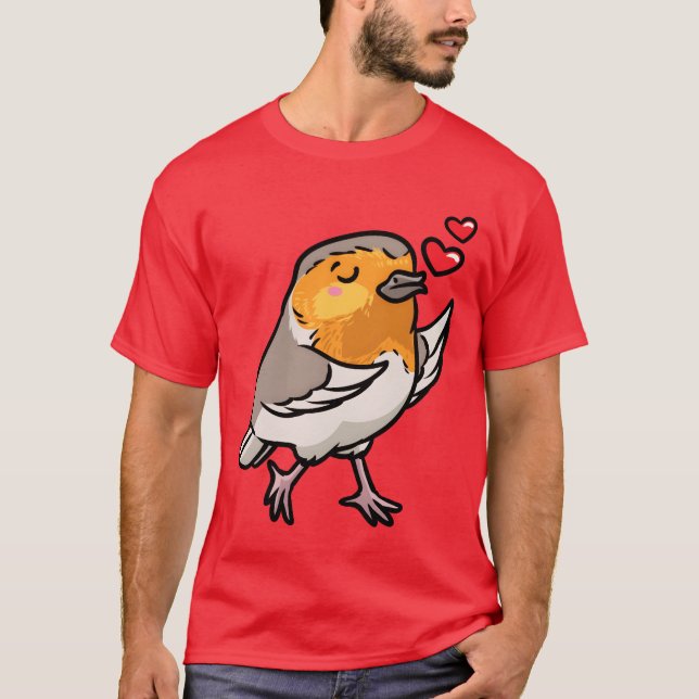 pojken Robin Bird Kawaii Emoticon T Shirt (Framsida)