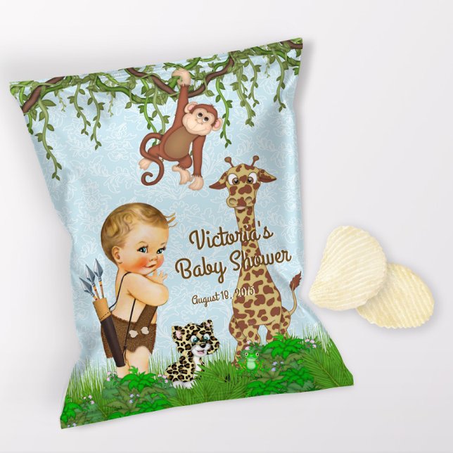 Pojken Safari Animals Babyskussare Chip Bag Wrappe Reklamblad (1 ounce snack bag wrapper flyer. )
