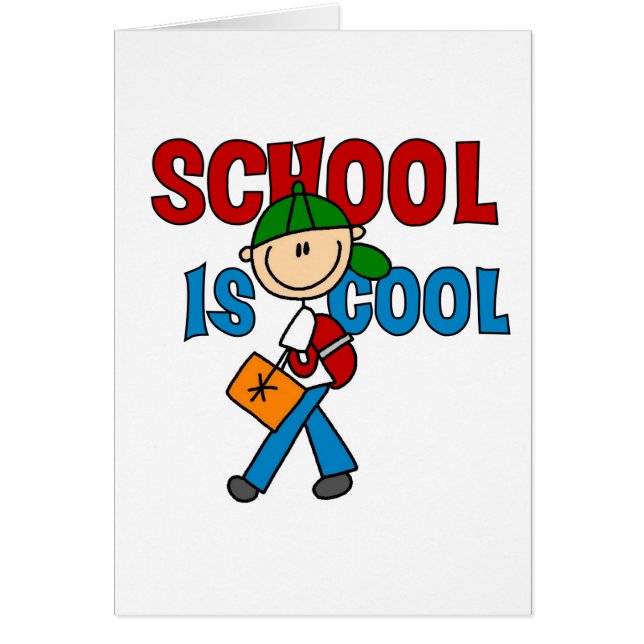 Pojken School är kall Hälsningskort (Framsidan)