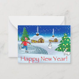 Pojken skriker på Nyårsaftonen. God jul Anteckningskort