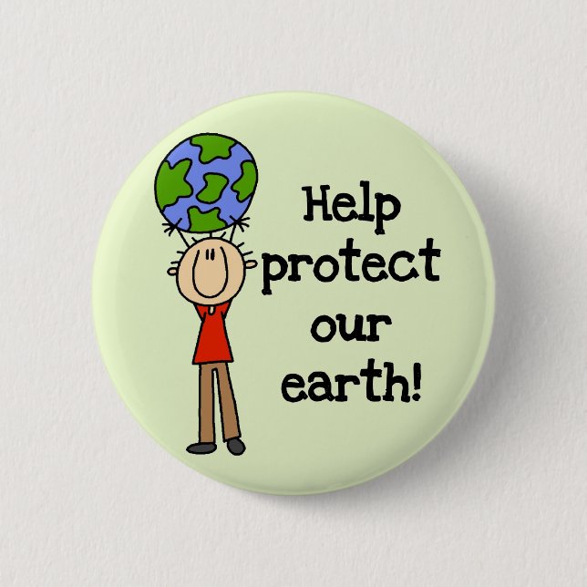 Pojken skyddar våra jordT-tröja och gåvor Knapp (Framsida)