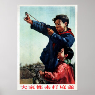 Pojken som sköt Sparrow Farming Pest 1956 China Poster