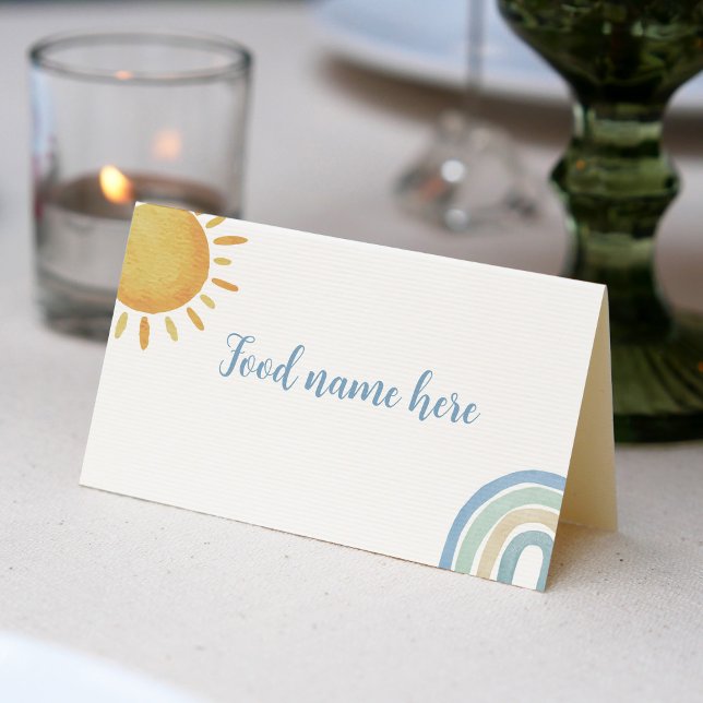 Pojken Sunshine Rainbow Place Card Födelsedagsfest Placeringskort (Skapare uppladdad)