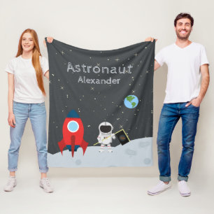 Pojkens astronaut på Måne, Monogrammed First Namn Fleecefilt