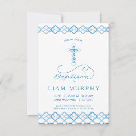 Pojkens baptism - Finare Blue Kor Inbjudningar