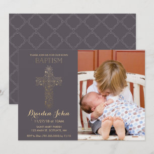 Pojkens baptism, julinbjudning, foto, Guld Inbjudningar