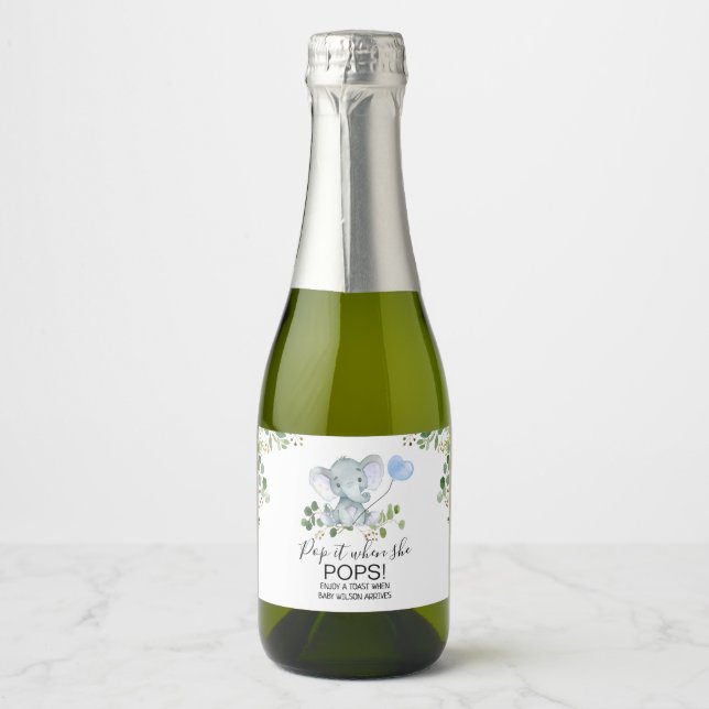 Pojkens elefant akvarell baby shower poppar det (Framsida)