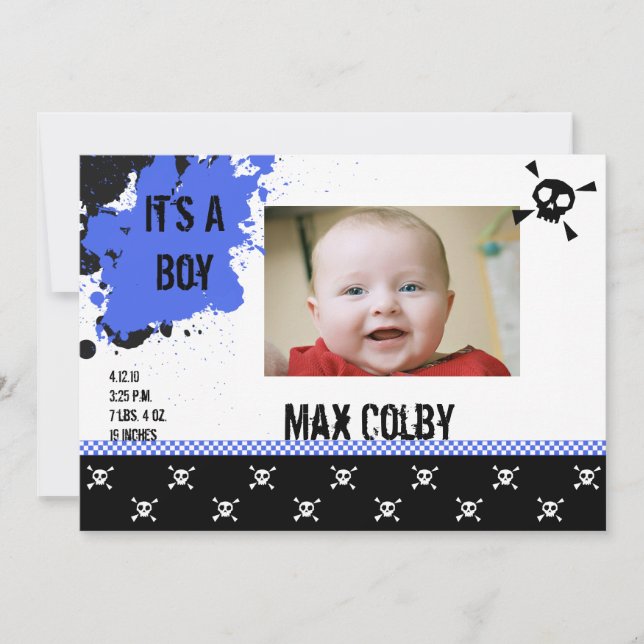 Pojkens födelsemeddelande i Sten Meddelande (Framsida)