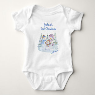 Pojkens första jul glada snömannen låt det snöa t shirt