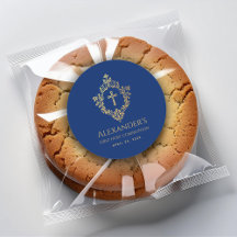 Pojkens första kommunion Royalblå guld Vintage-krö