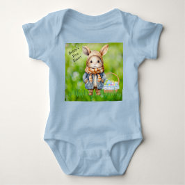 Pojkens första påsk tillägg namn söt baby bodysuit t shirt