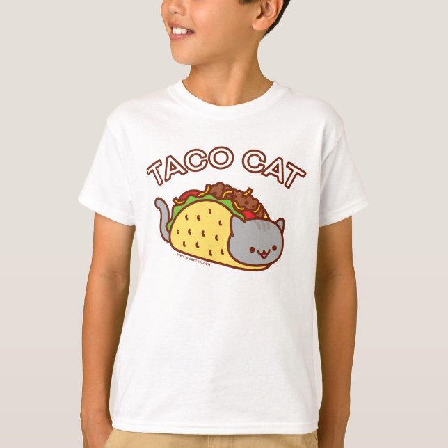 Pojkens katt T-Shirt - "TACO CAT" (Framsida)