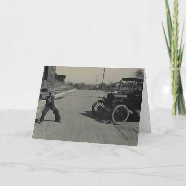 pojkens ropade bilkort kort (Framsida)